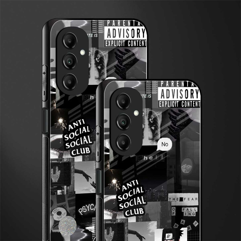 anti social social club dark edition back phone cover | glass case for samsung galaxy a14 5g