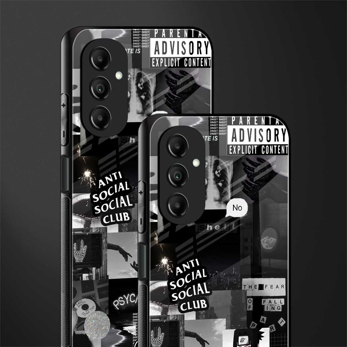 anti social social club dark edition back phone cover | glass case for samsung galaxy a14 5g