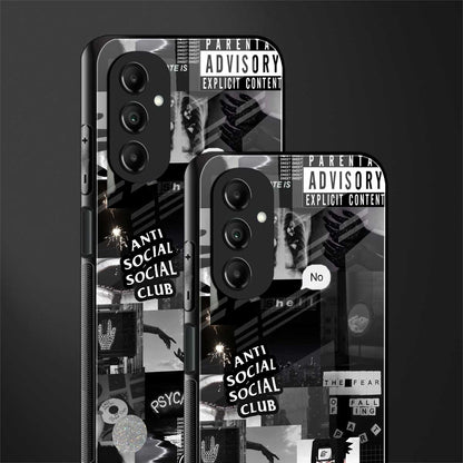anti social social club dark edition back phone cover | glass case for samsung galaxy a14 5g