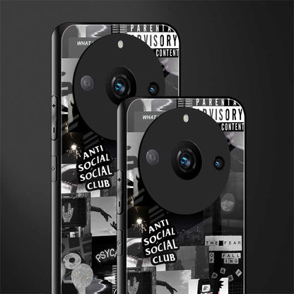 anti social social club dark edition back phone cover | glass case for realme 11 pro 5g