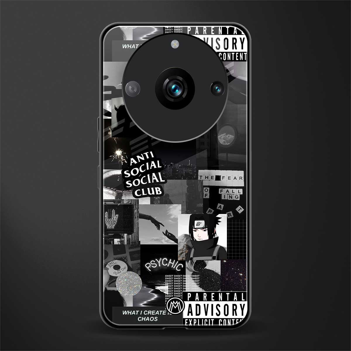 anti social social club dark edition back phone cover | glass case for realme 11 pro 5g
