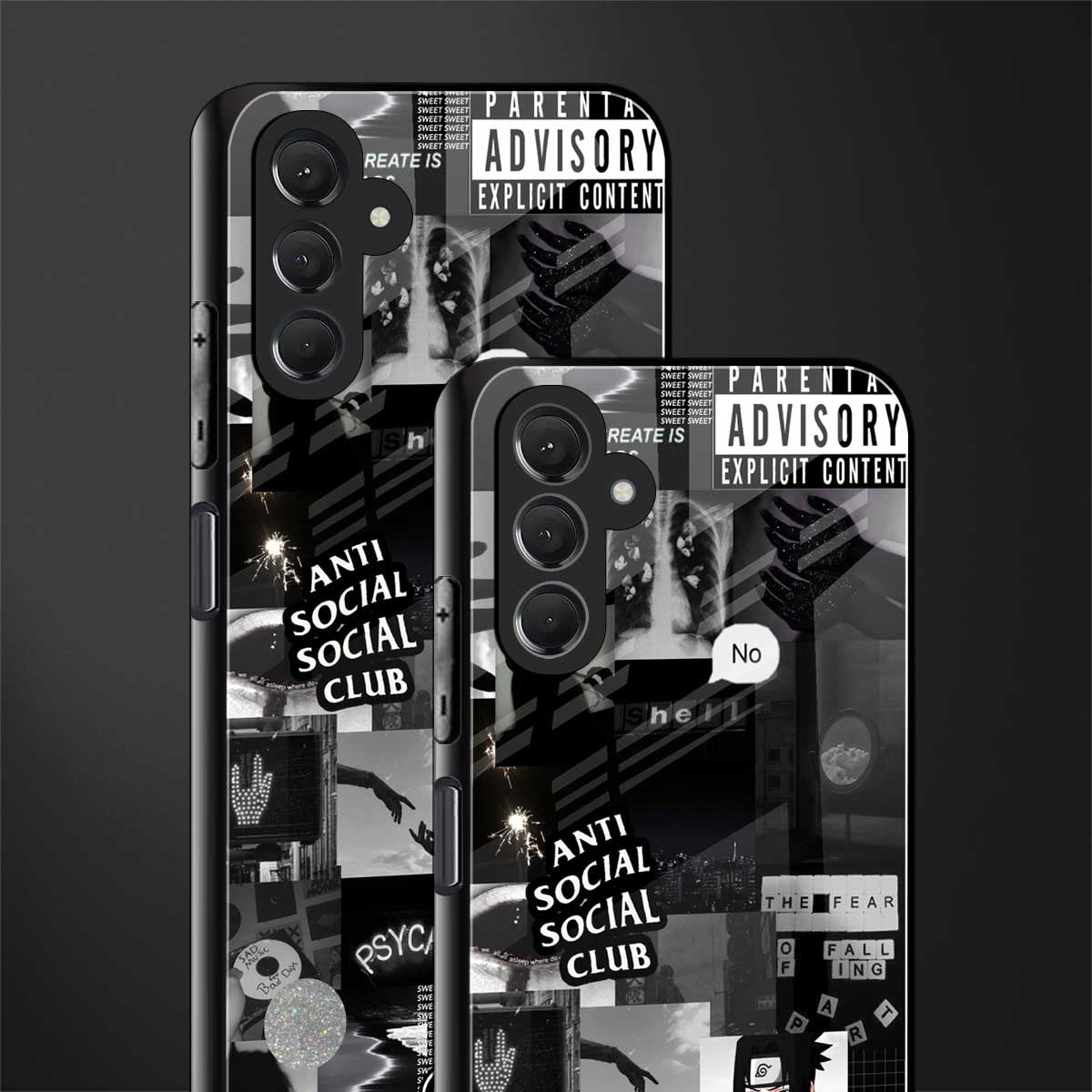 anti social social club dark edition back phone cover | glass case for samsun galaxy a24 4g
