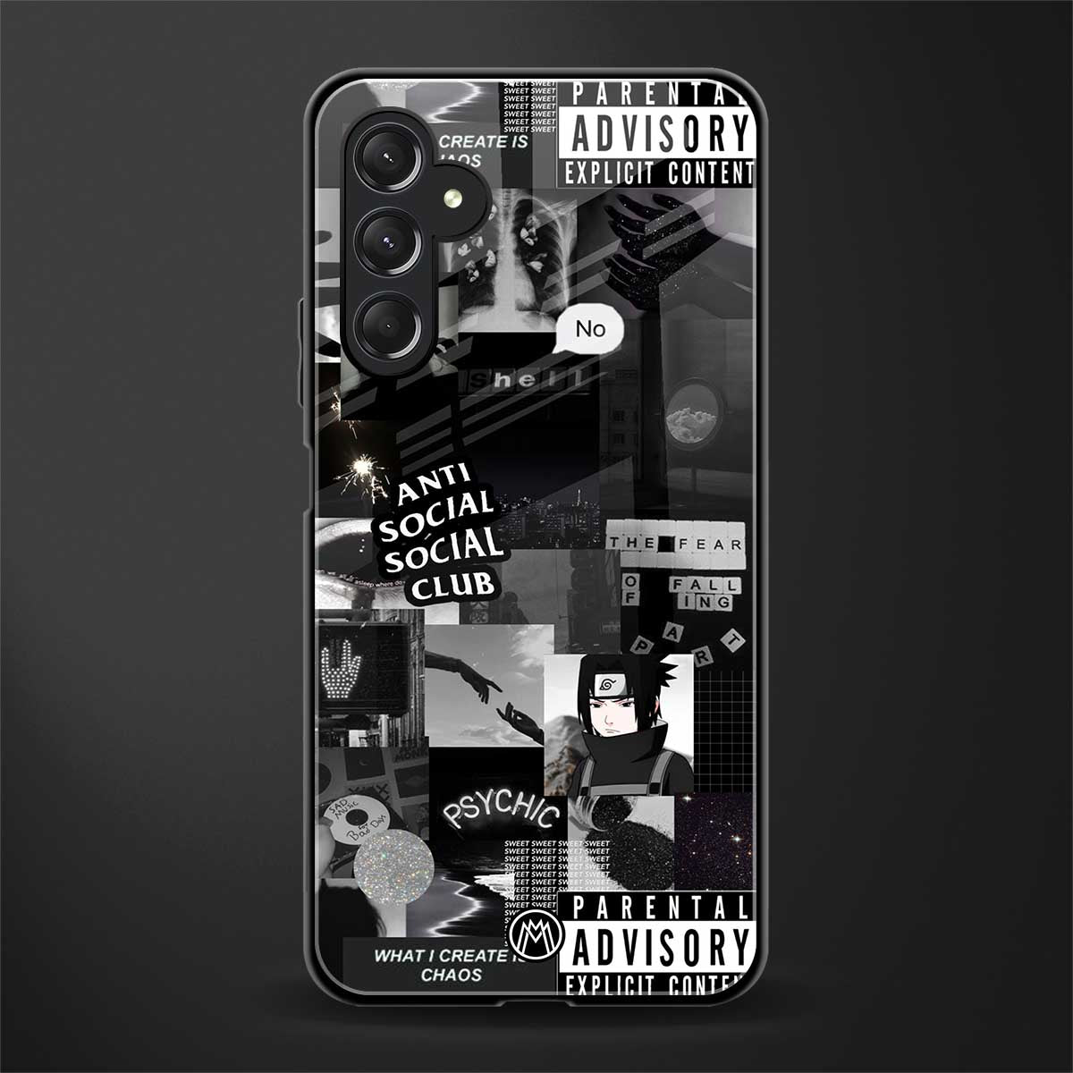 anti social social club dark edition back phone cover | glass case for samsun galaxy a24 4g