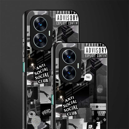 anti social social club dark edition back phone cover | glass case for realme c55