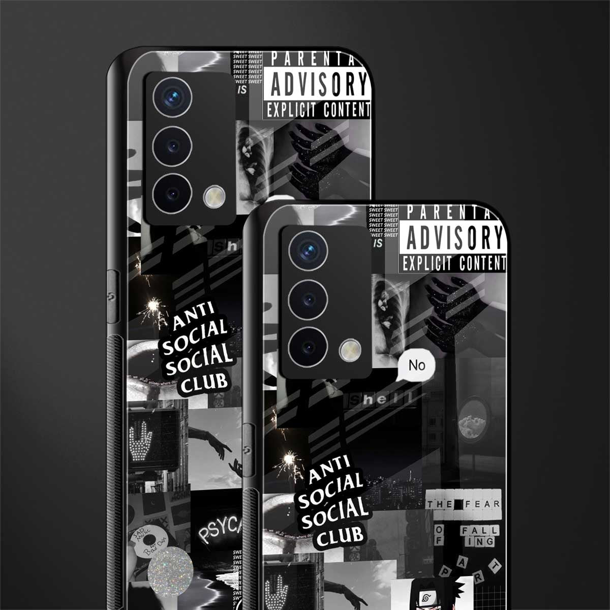 anti social social club dark edition back phone cover | glass case for oppo a74 4g