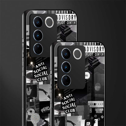 anti social social club dark edition back phone cover | glass case for vivo v27 pro 5g