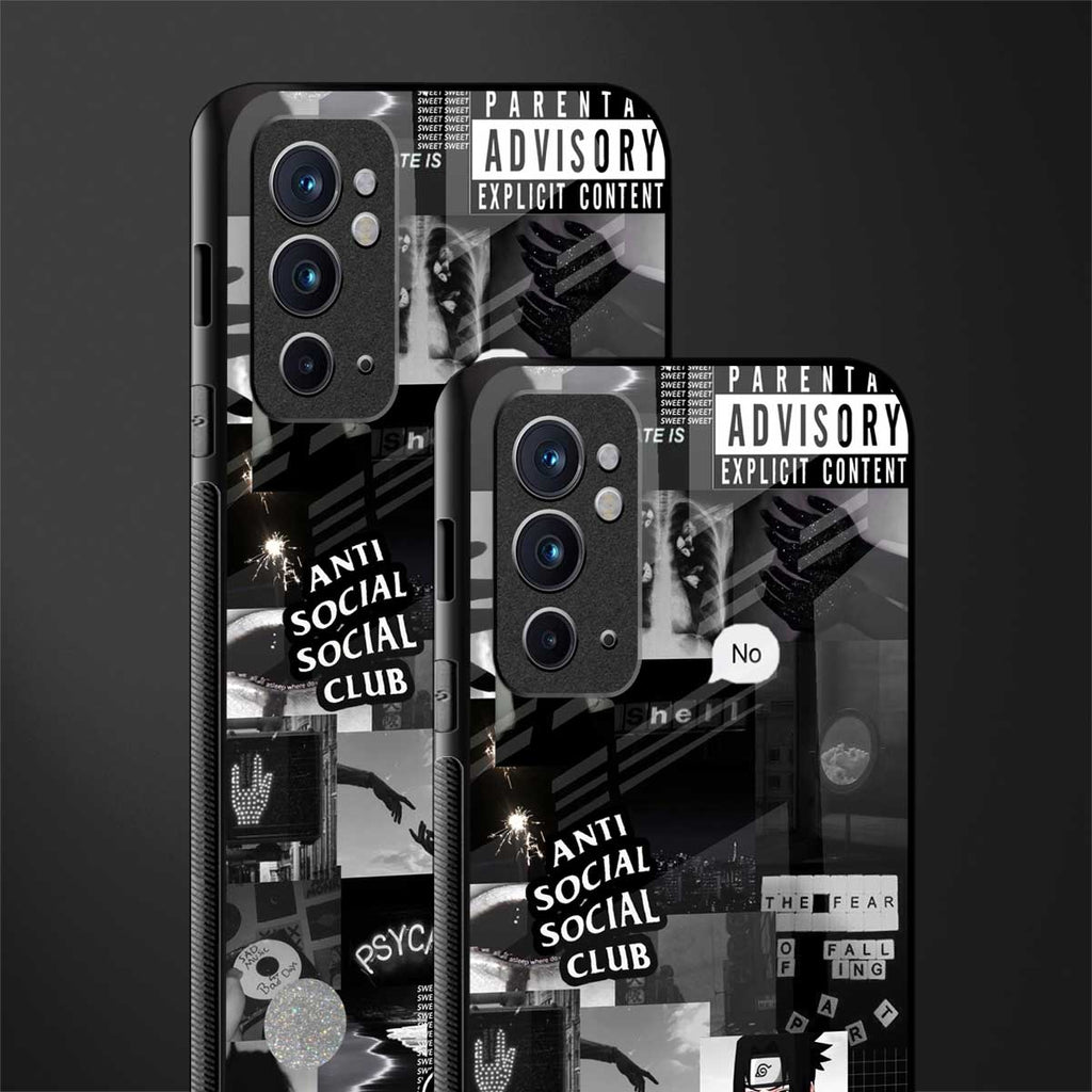 anti social social club dark edition glass case for oneplus 9rt image-2