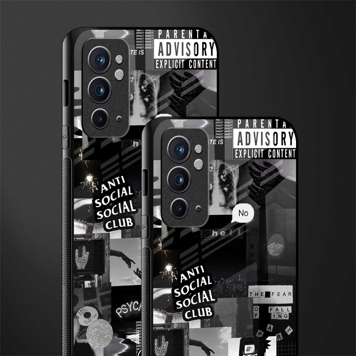 anti social social club dark edition glass case for oneplus 9rt image-2