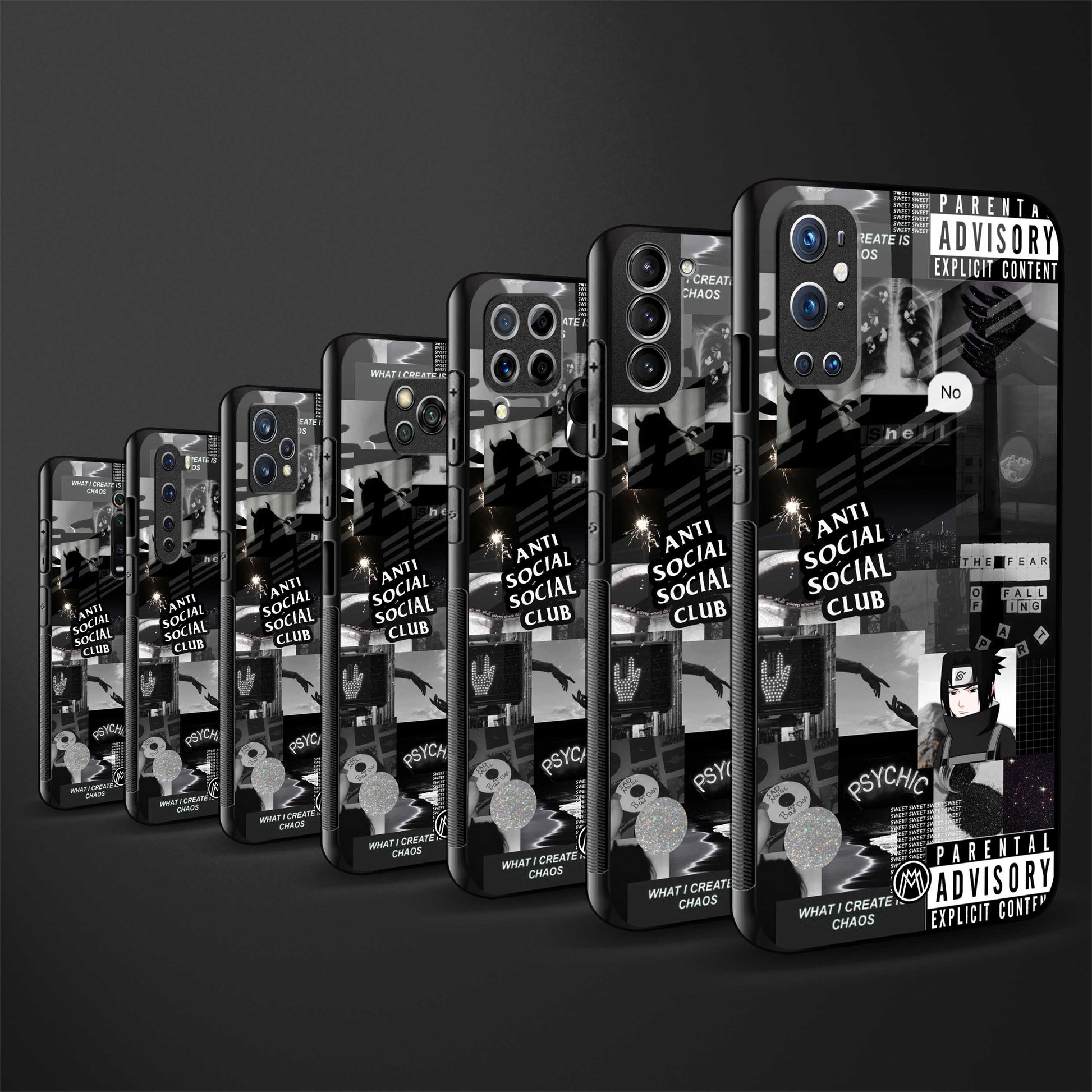 anti social social club dark edition back phone cover | glass case for vivo v27 pro 5g