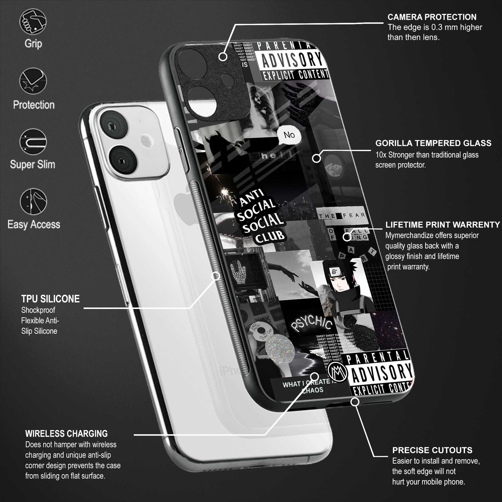 anti social social club dark edition glass case for samsung galaxy f12 image-4