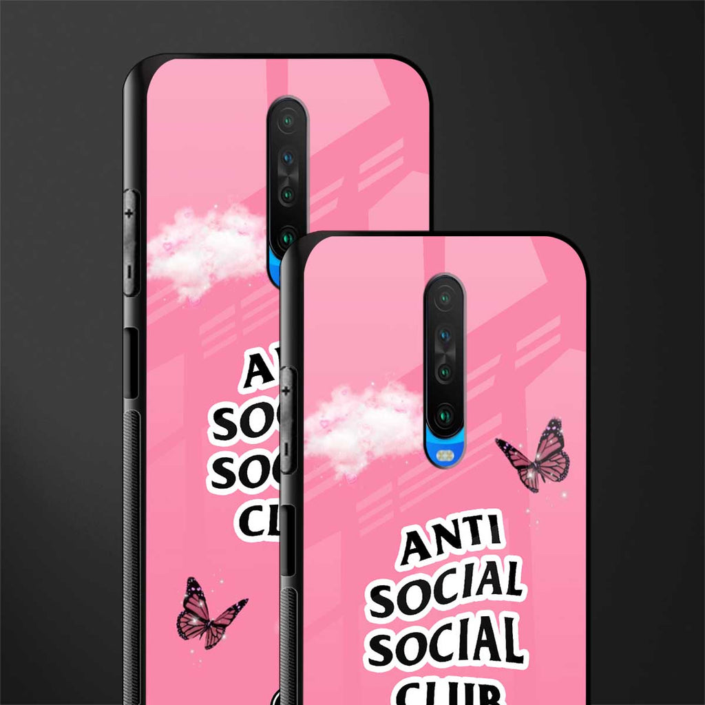 anti social social club pink edition glass case for poco x2 image-2