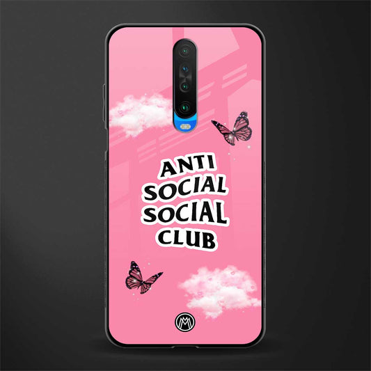 anti social social club pink edition glass case for poco x2 image