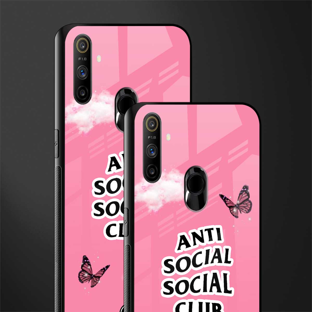 anti social social club pink edition glass case for realme narzo 10a image-2