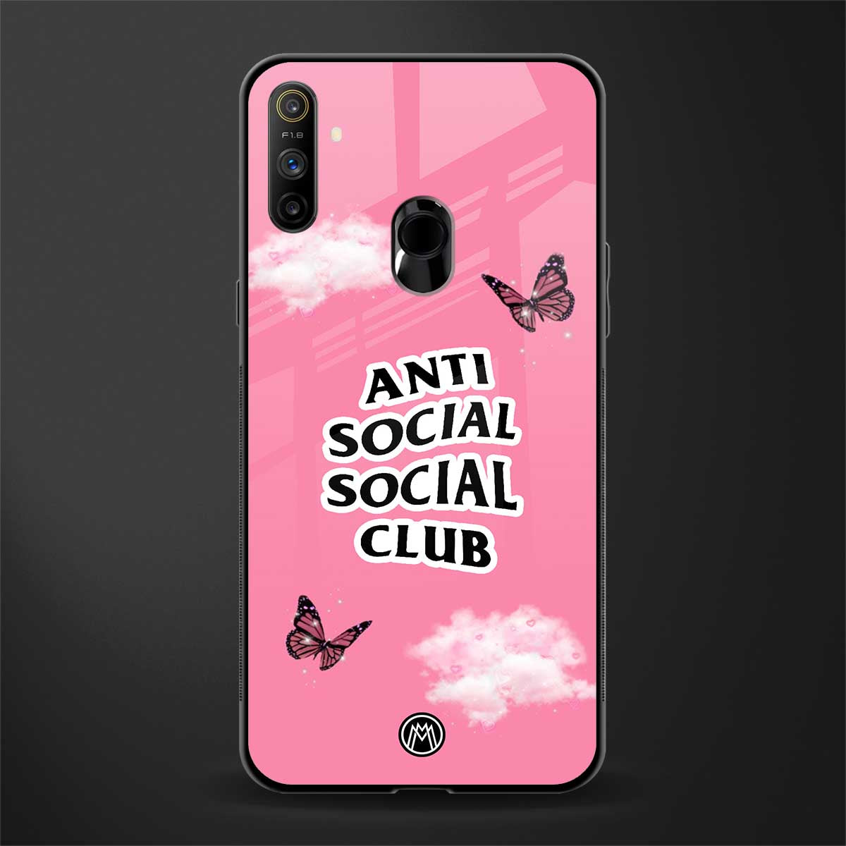 anti social social club pink edition glass case for realme narzo 20a image