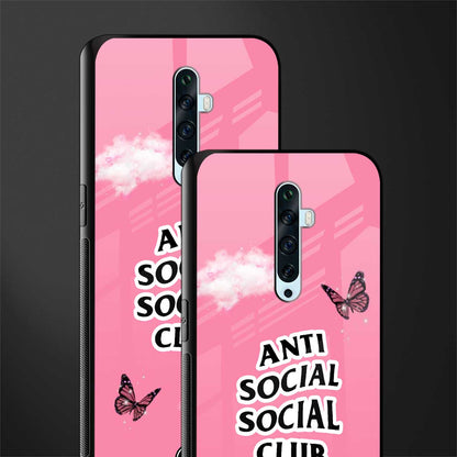 anti social social club pink edition glass case for oppo reno 2z image-2