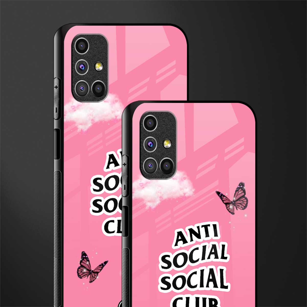 anti social social club pink edition glass case for samsung galaxy m31s image-2