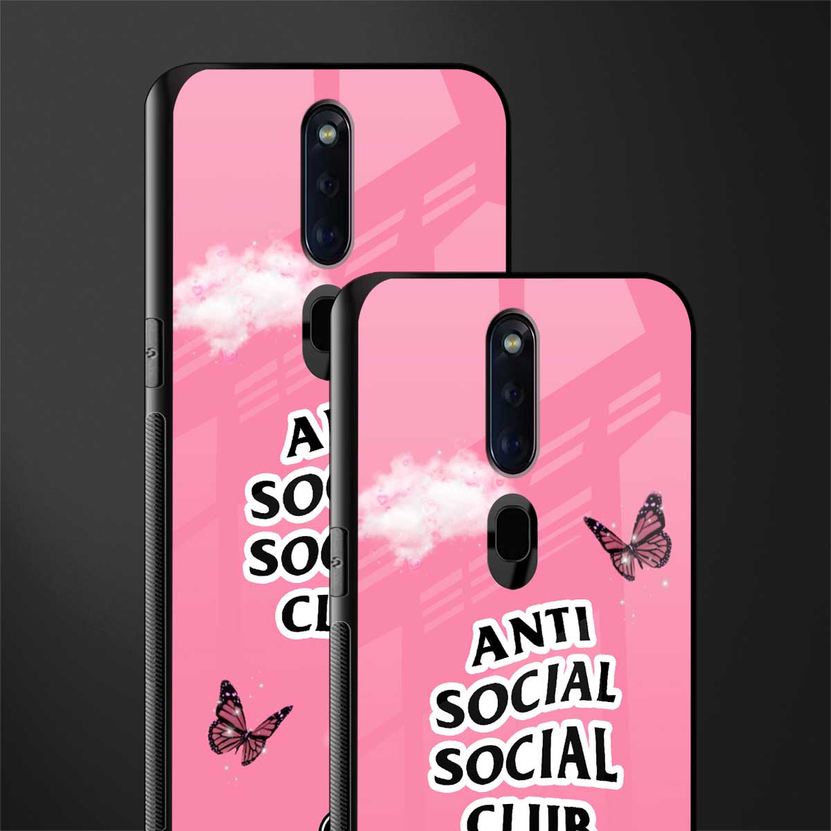 anti social social club pink edition glass case for oppo f11 pro image-2