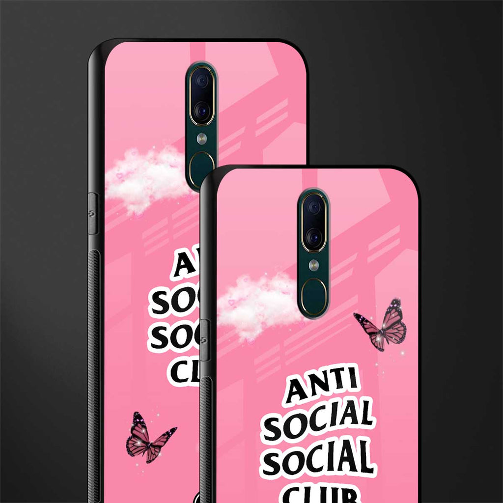 anti social social club pink edition glass case for oppo f11 image-2