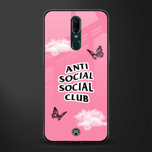 anti social social club pink edition glass case for oppo a9 image