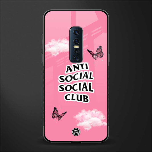 anti social social club pink edition glass case for vivo v17 pro image