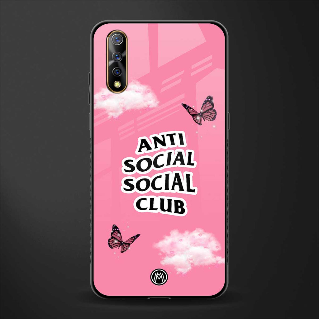 anti social social club pink edition glass case for vivo s1 image