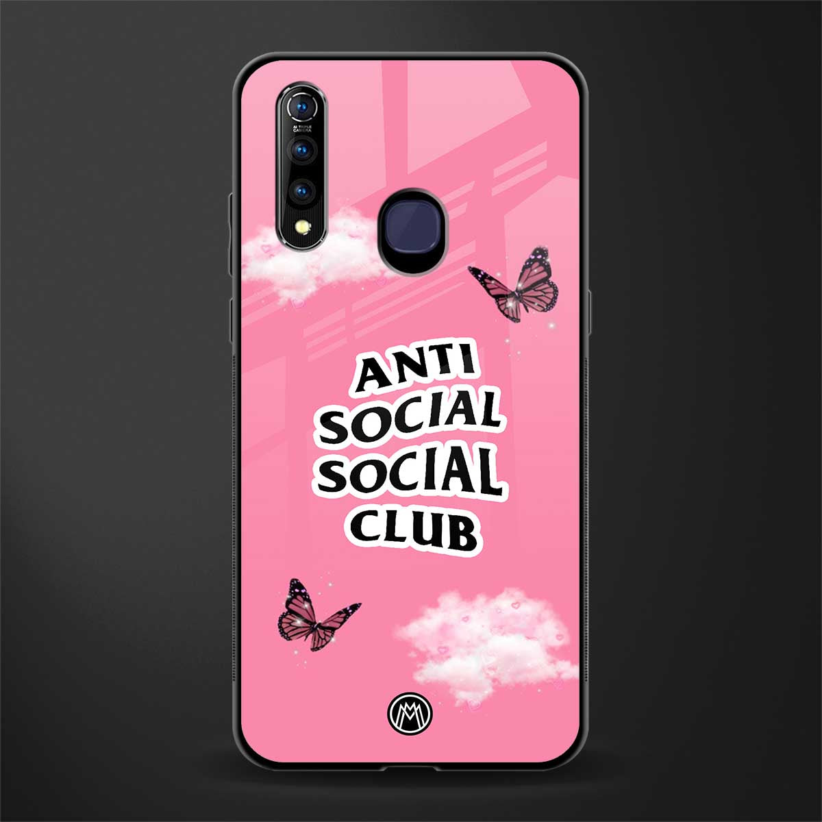 anti social social club pink edition glass case for vivo z1 pro image