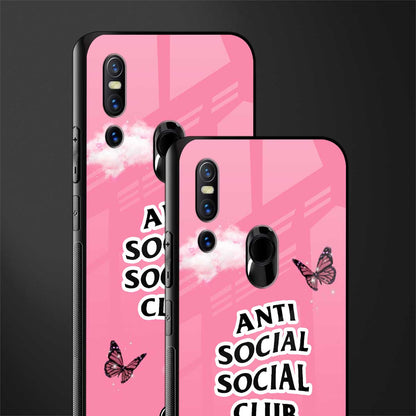 anti social social club pink edition glass case for vivo v15 image-2