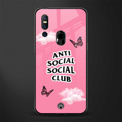 anti social social club pink edition glass case for vivo v15 image