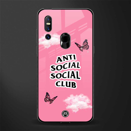 anti social social club pink edition glass case for vivo v15 image