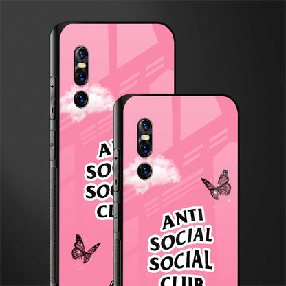 anti social social club pink edition glass case for vivo v15 pro image-2