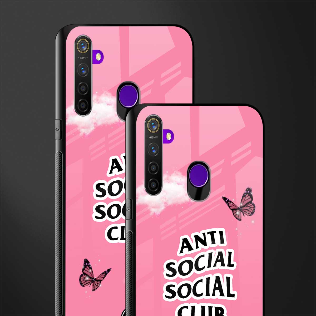 anti social social club pink edition glass case for realme 5 image-2