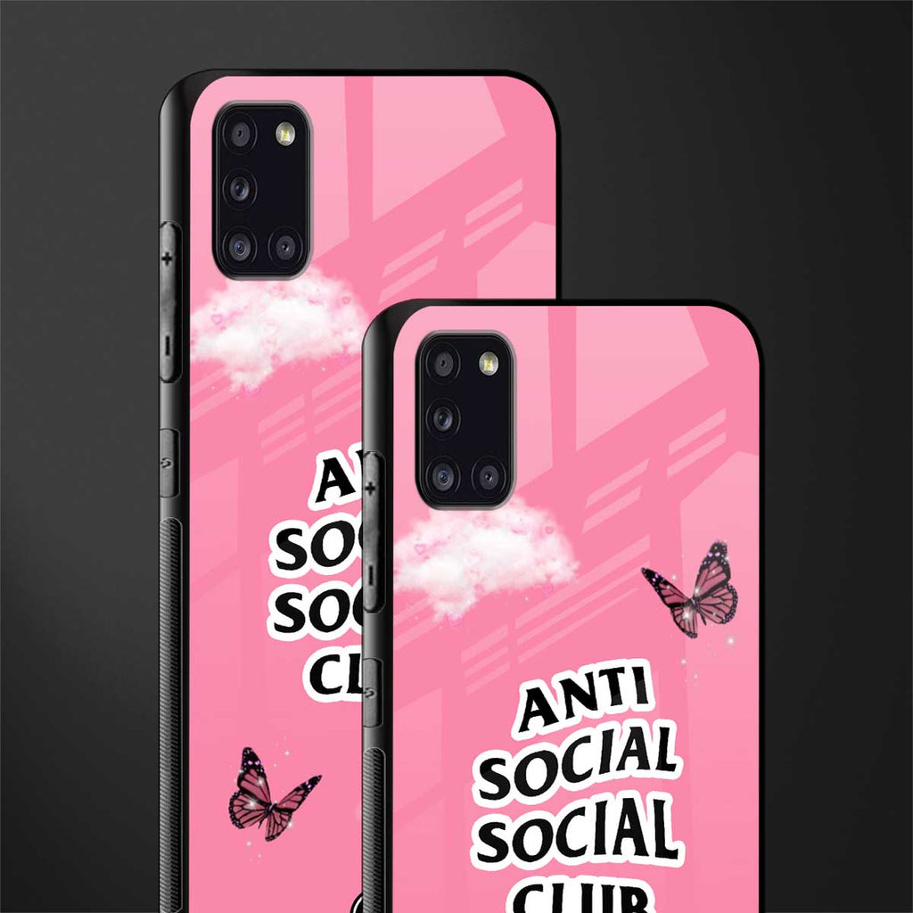 anti social social club pink edition glass case for samsung galaxy a31 image-2