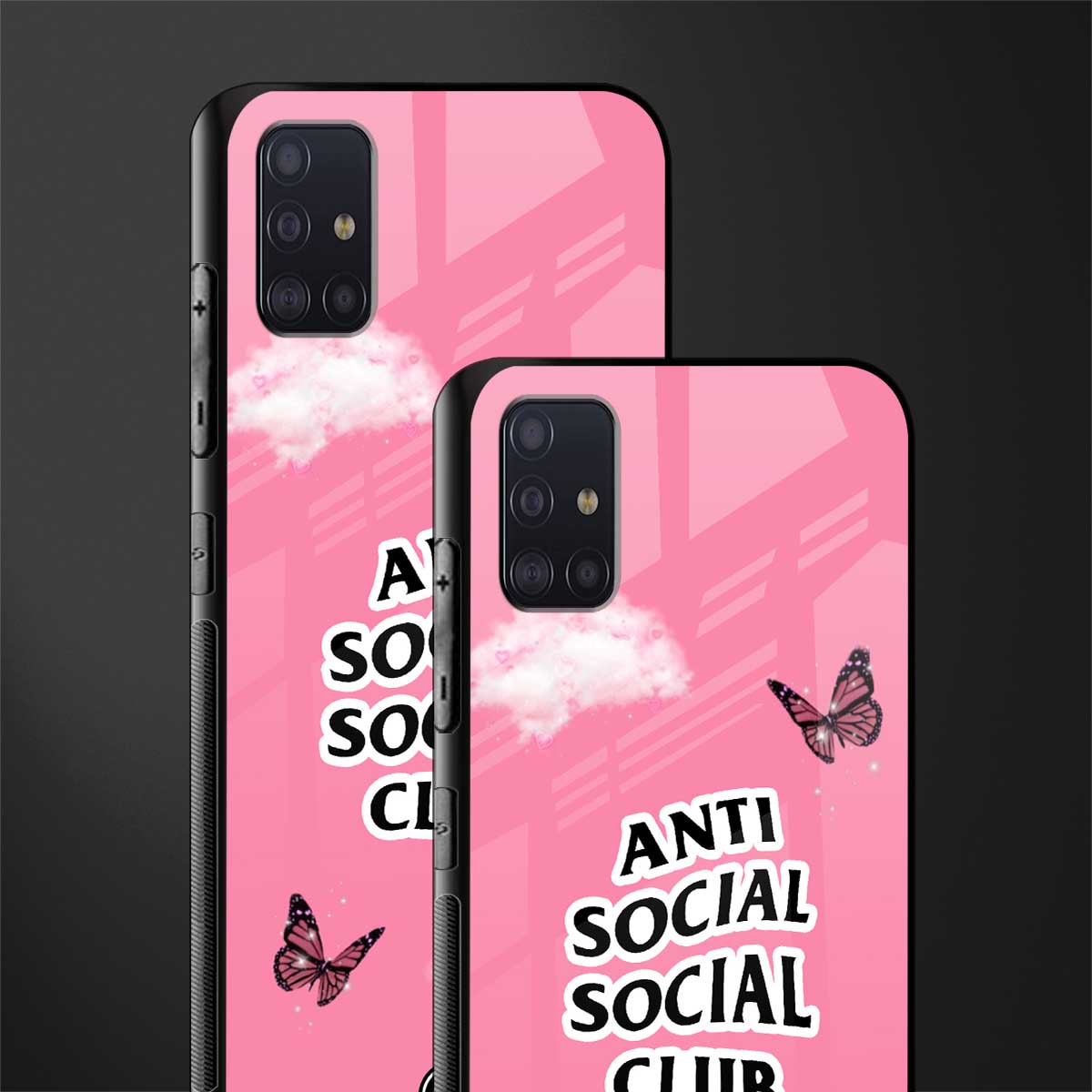 anti social social club pink edition glass case for samsung galaxy a71 image-2