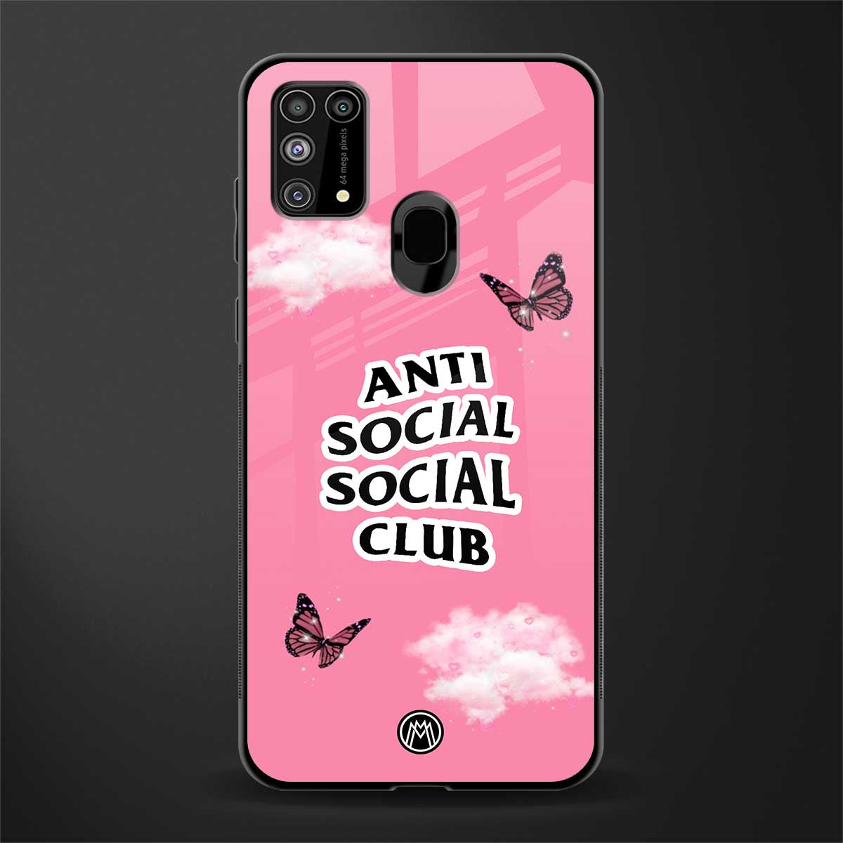 anti social social club pink edition glass case for samsung galaxy f41 image