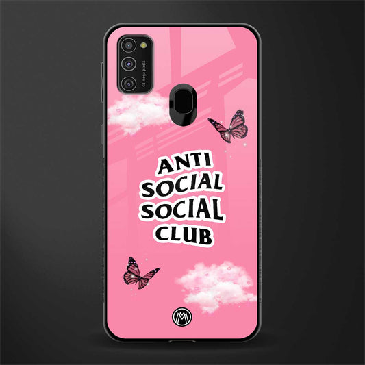 anti social social club pink edition glass case for samsung galaxy m30s image