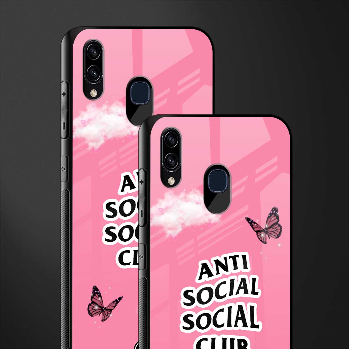 anti social social club pink edition glass case for samsung galaxy a30 image-2