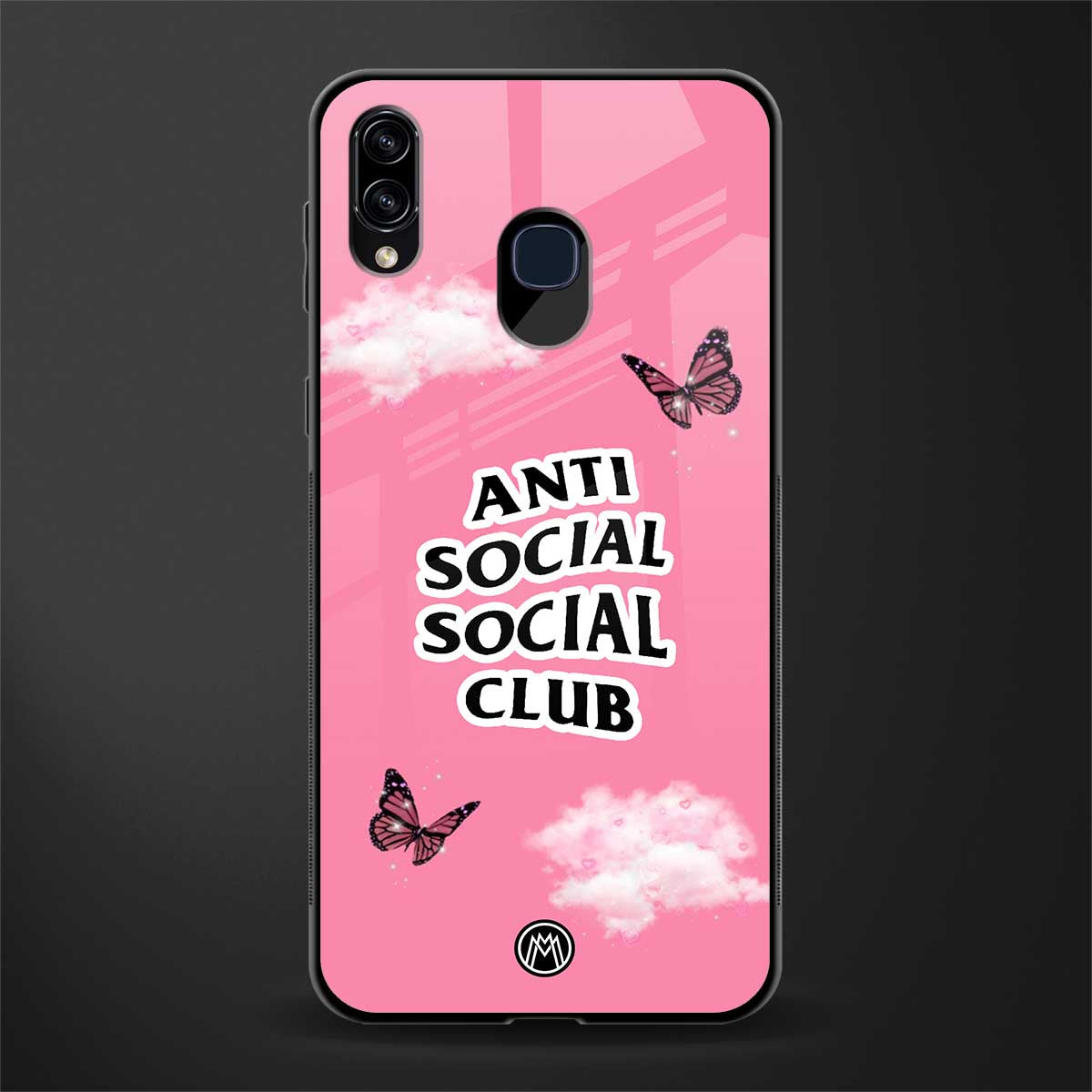 anti social social club pink edition glass case for samsung galaxy a20 image