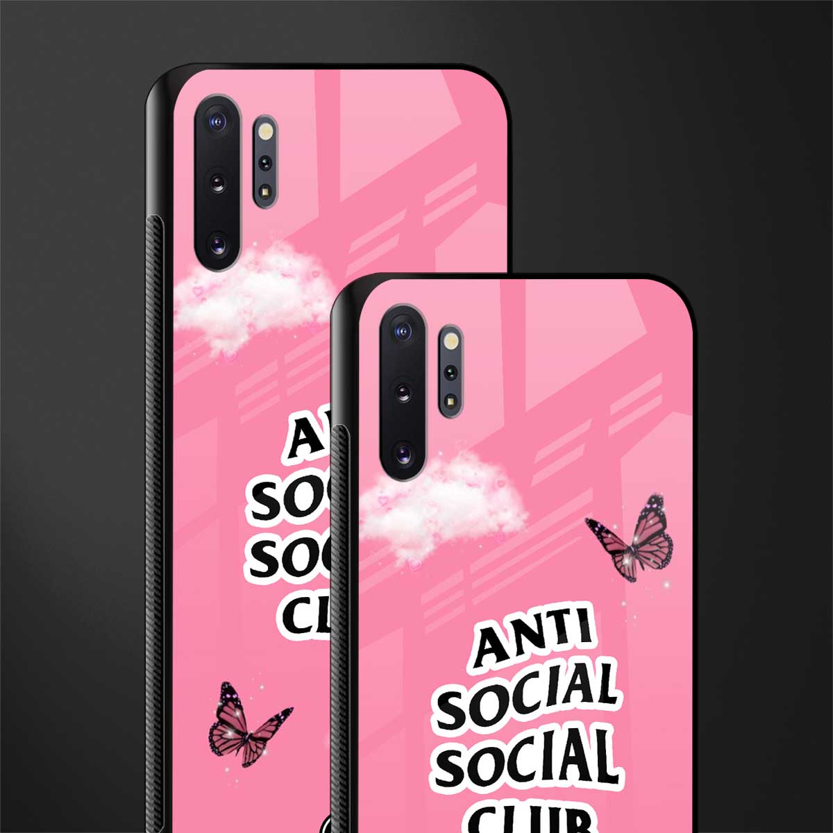 anti social social club pink edition glass case for samsung galaxy note 10 plus image-2
