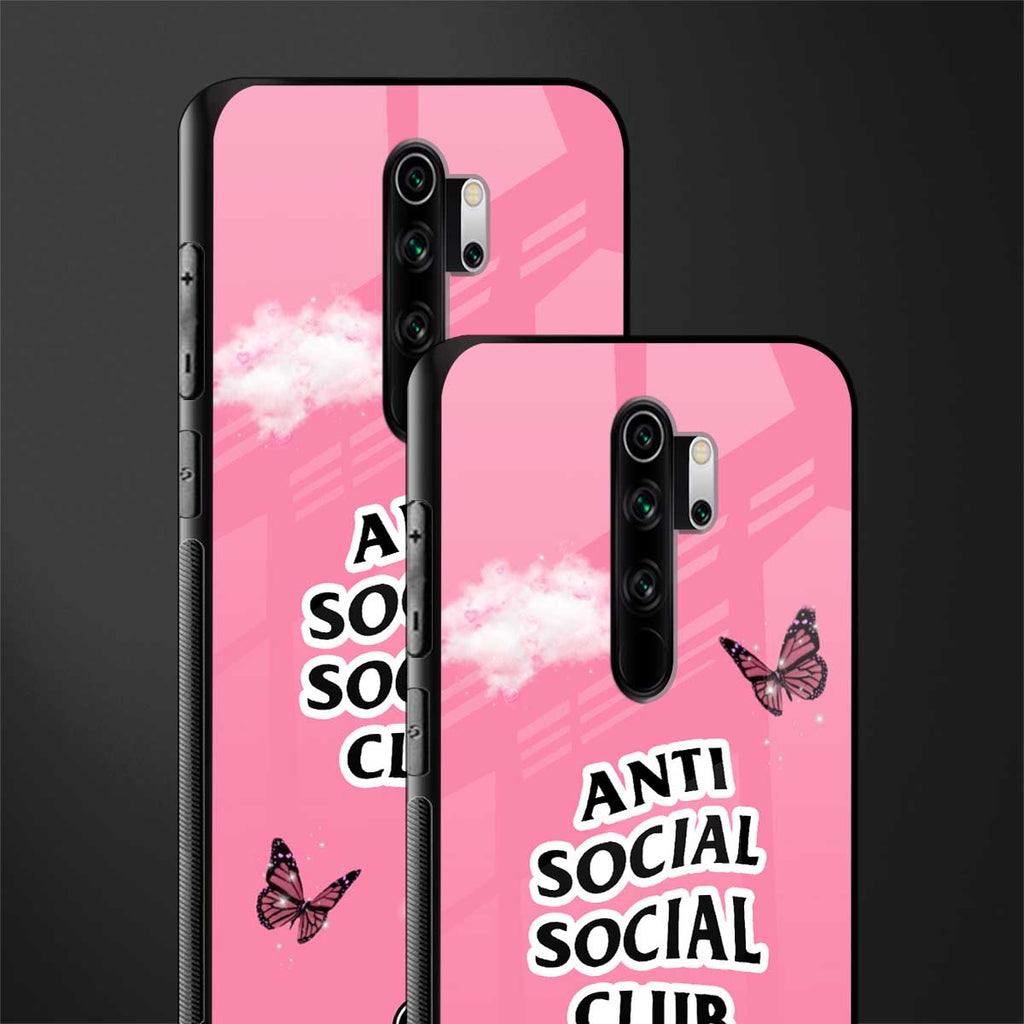 anti social social club pink edition glass case for redmi note 8 pro image-2