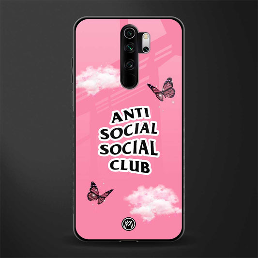 anti social social club pink edition glass case for redmi note 8 pro image