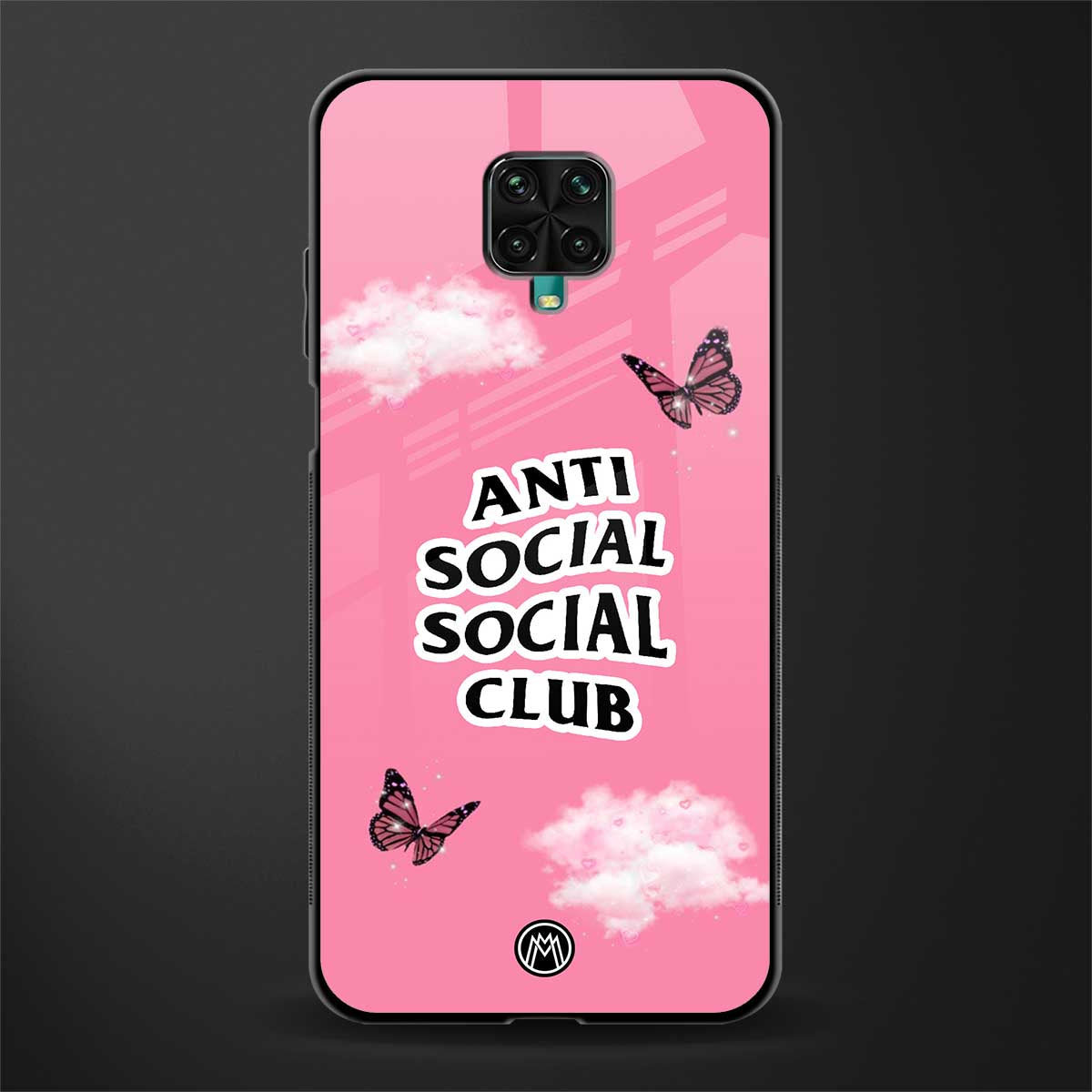 anti social social club pink edition glass case for redmi note 9 pro max image