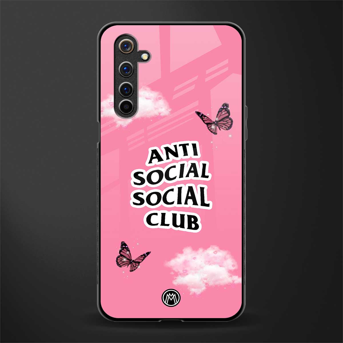 anti social social club pink edition glass case for realme 6 image