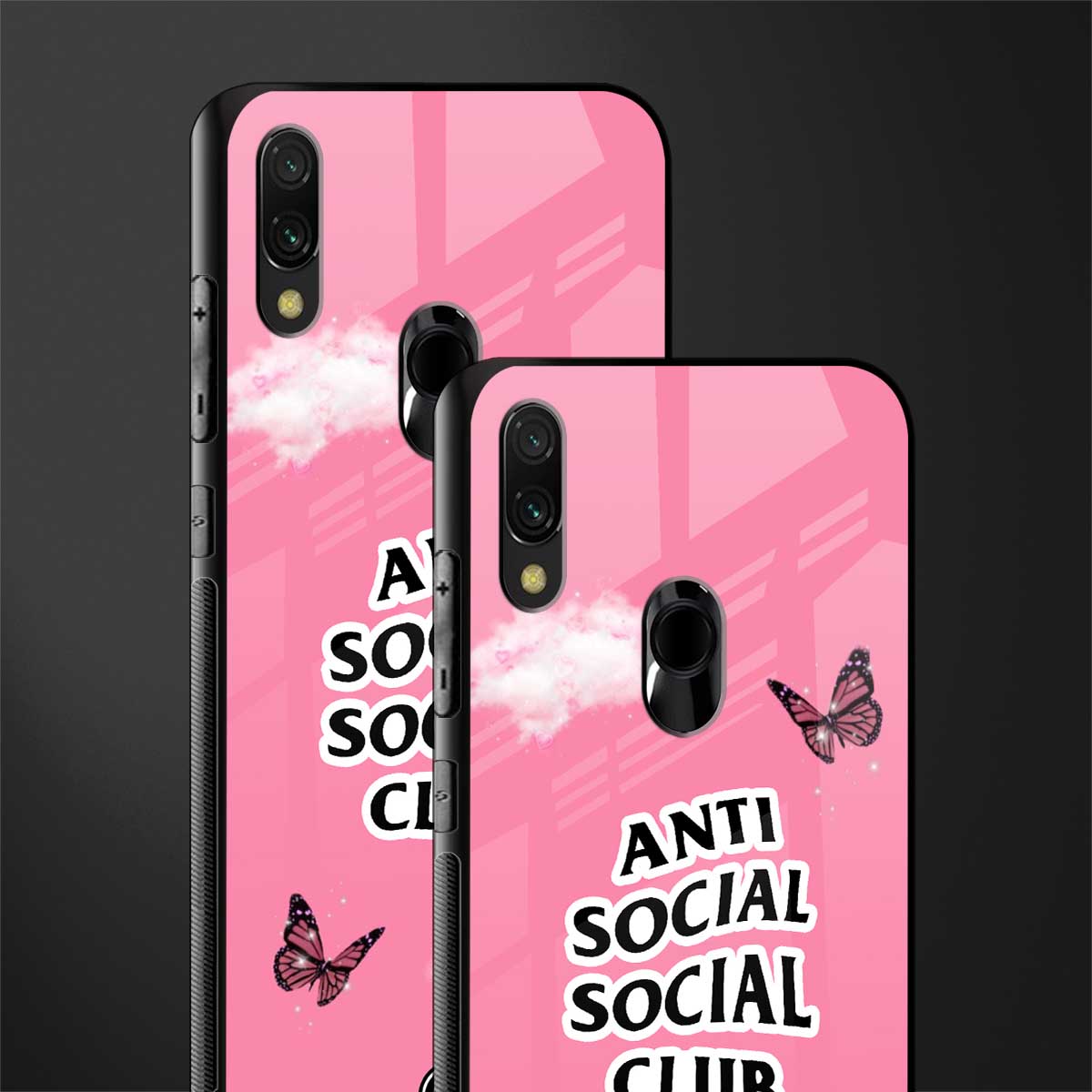 anti social social club pink edition glass case for redmi note 7 pro image-2