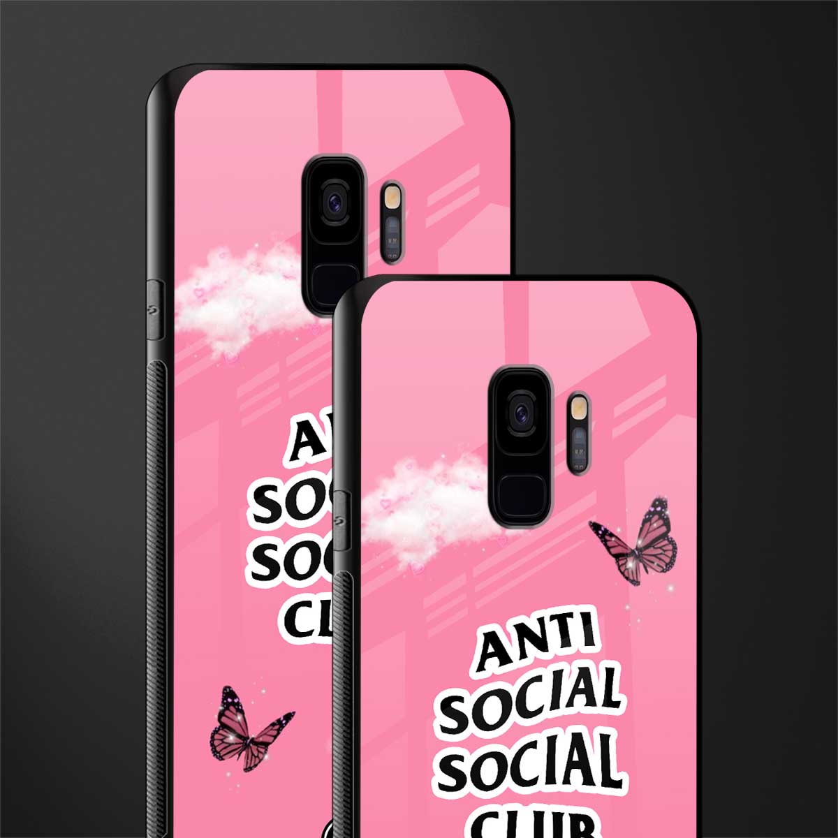 anti social social club pink edition glass case for samsung galaxy s9 image-2