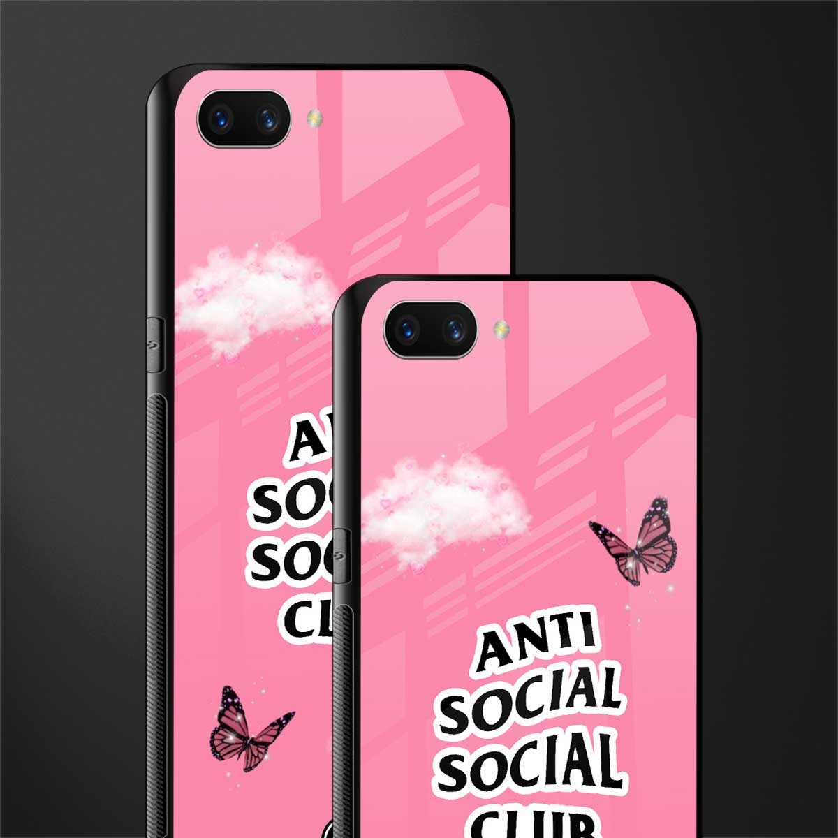 anti social social club pink edition glass case for oppo a3s image-2