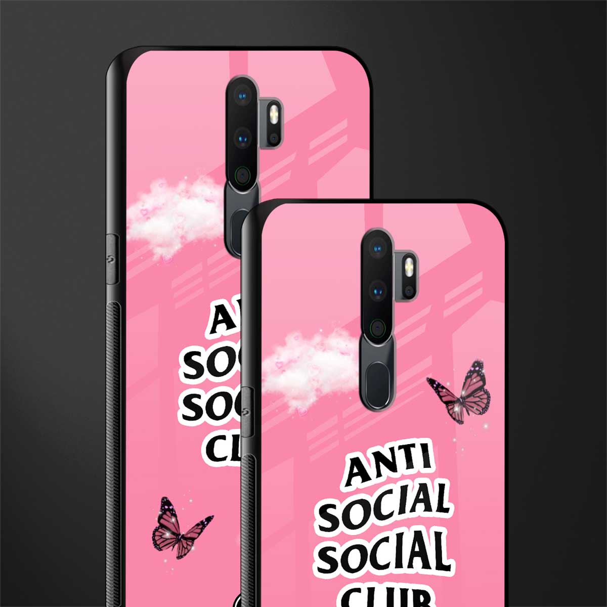 anti social social club pink edition glass case for oppo a9 2020 image-2