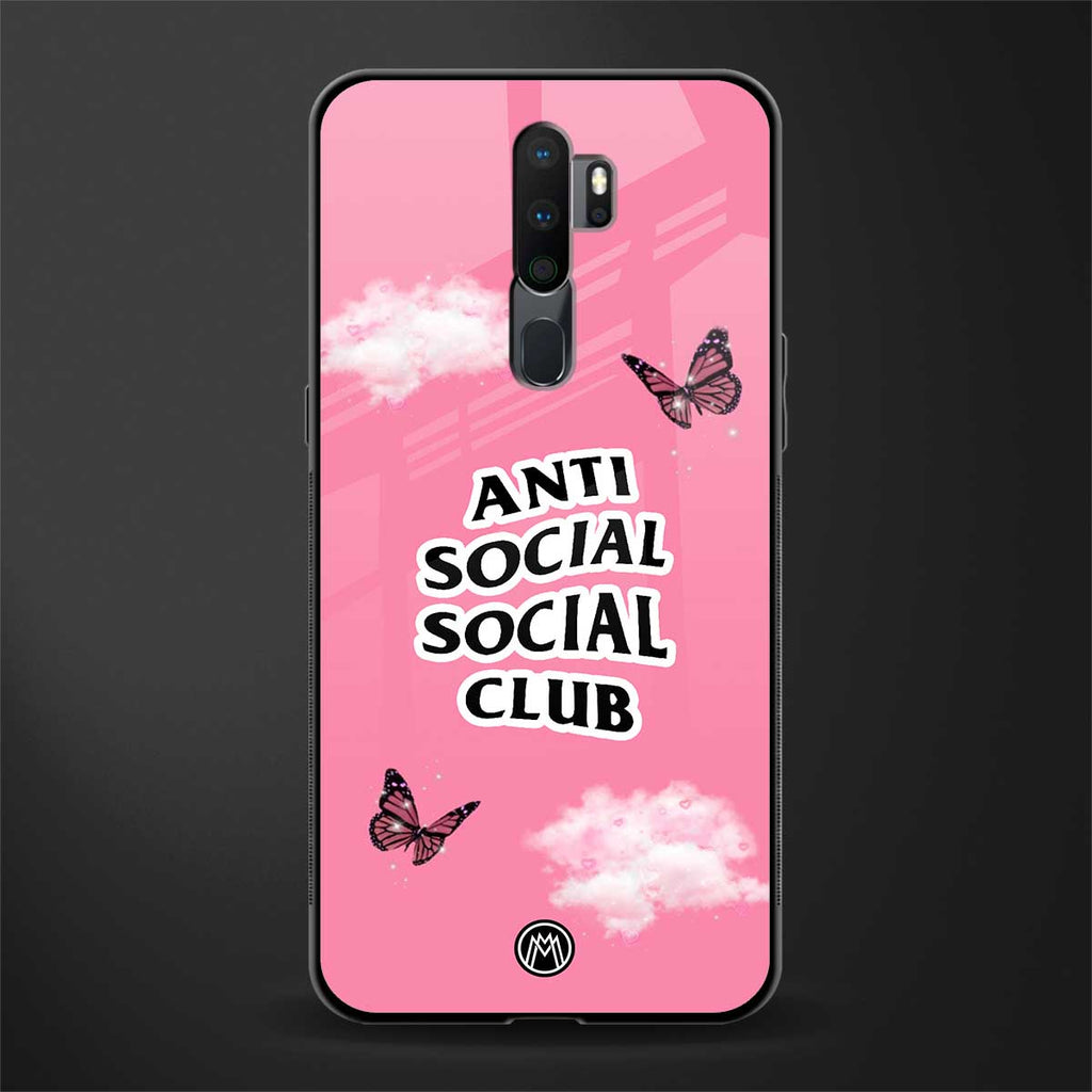 anti social social club pink edition glass case for oppo a9 2020 image