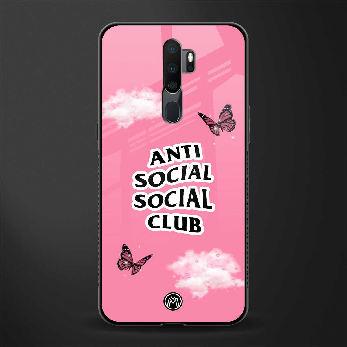 anti social social club pink edition glass case for oppo a9 2020 image