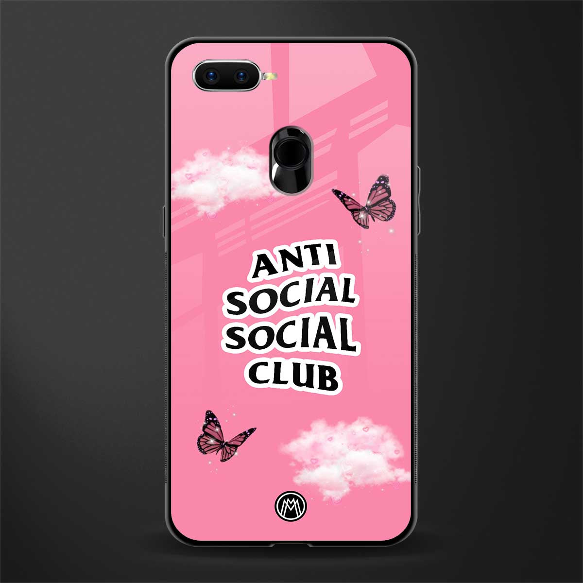anti social social club pink edition glass case for oppo a12 image