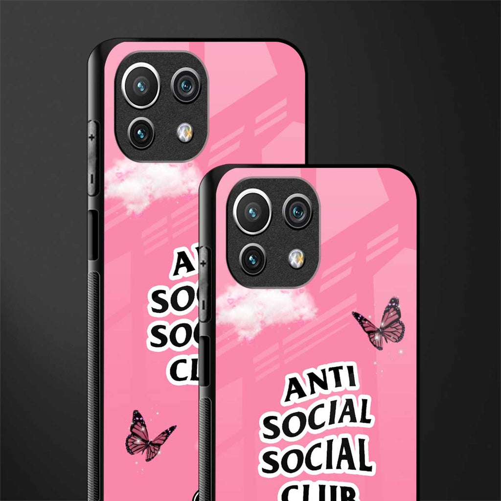 anti social social club pink edition glass case for mi 11 lite image-2
